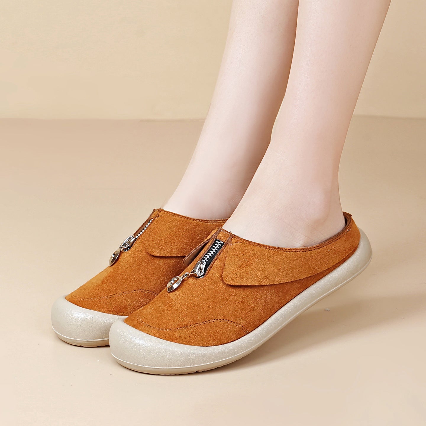 Damen modische Clogs mit praktischer Reißverschlussöffnung und rutschfester Sohle R&B