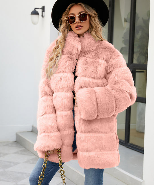 Damen Bequemer Kunstfellparka mit breitem Kragen und weichen Details R&B