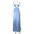 Damen Maxikleid mit verführerischem Halterneck und raffiniertem Cut-Out R&B