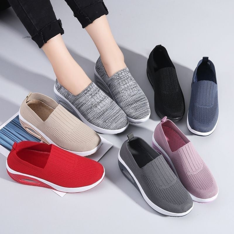 Damen leichtgewichtige Slip-On Sneakers mit atmungsaktiver Mesh-Oberfläche R&B