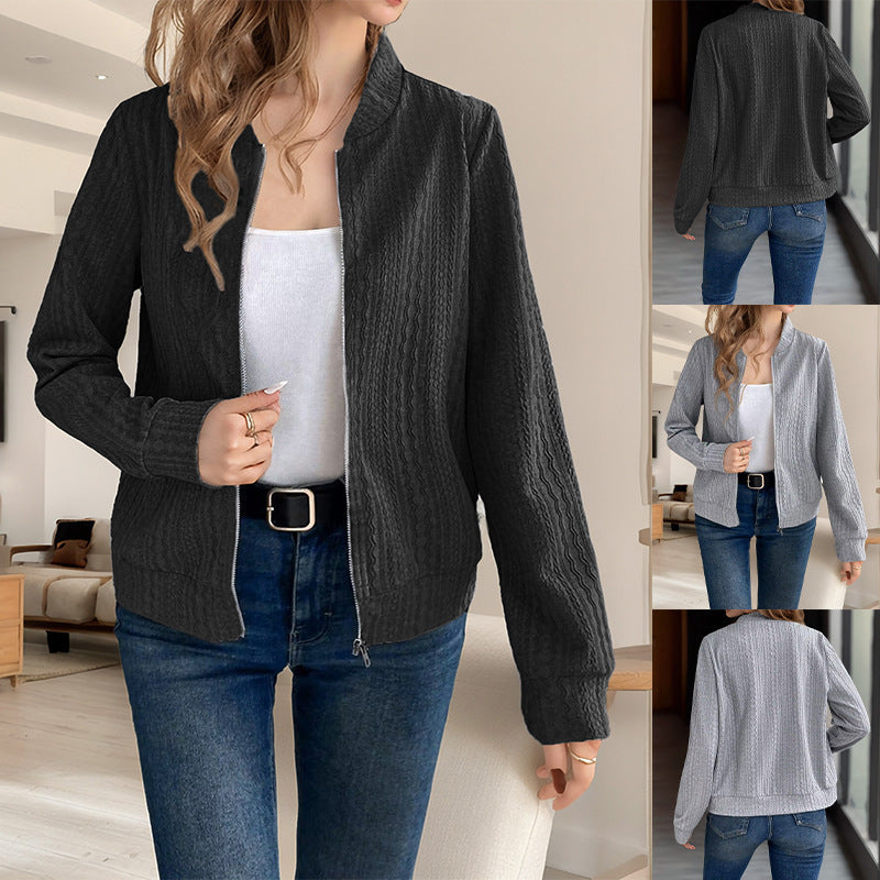 Damen Strickjacke mit Reißverschluss und strukturiertem Design R&B