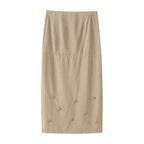 Damen eleganter Midirock mit floralen Applikationen R&B