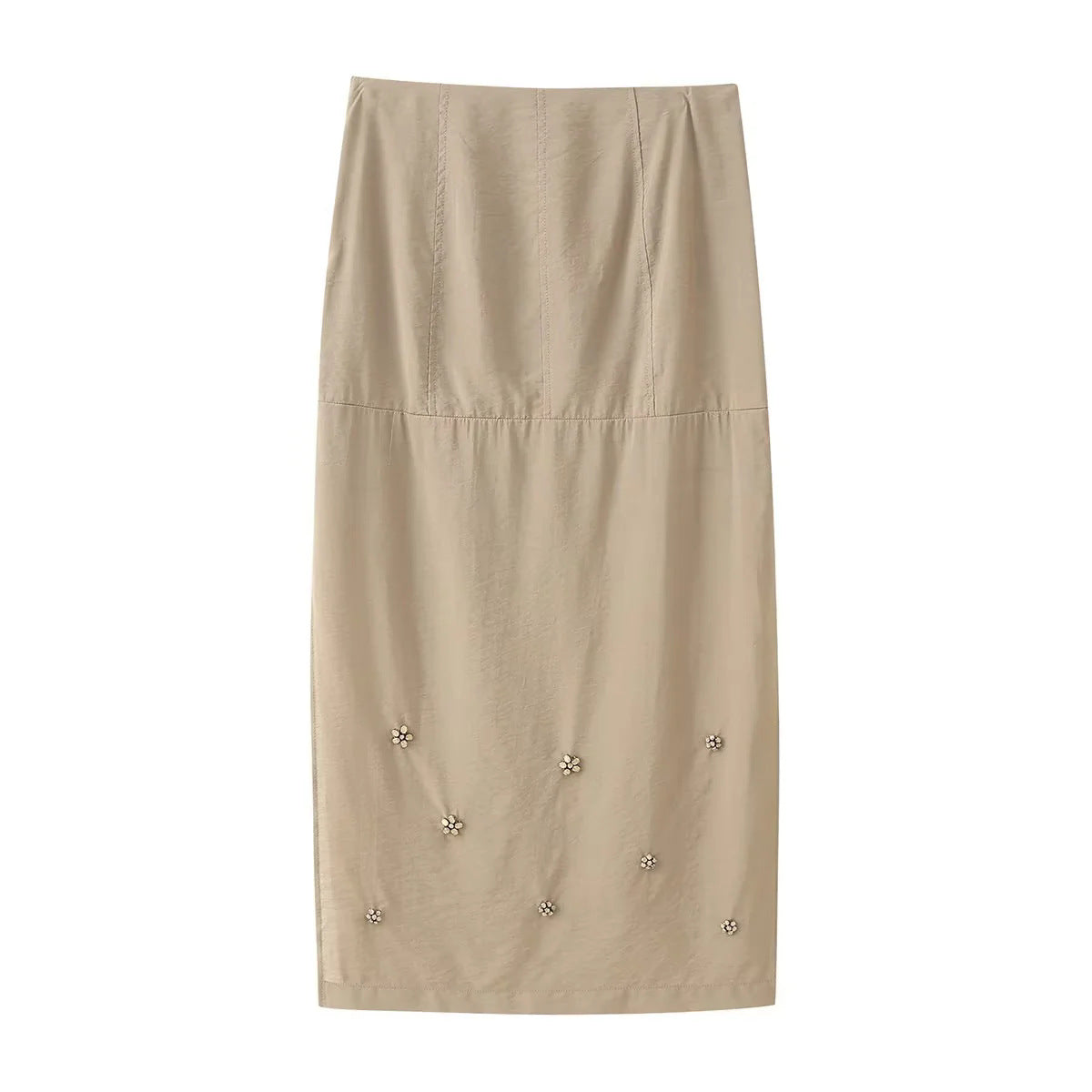 Damen eleganter Midirock mit floralen Applikationen R&B