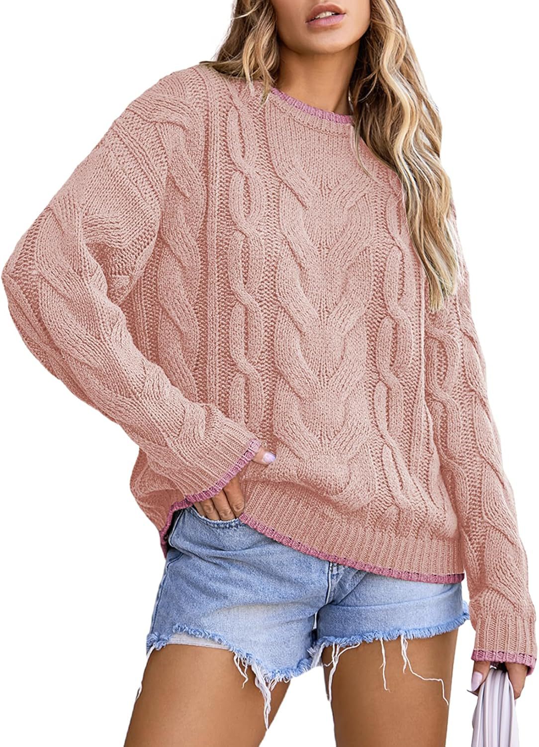 Damen Strickpullover mit grobem Zopfmuster R&B