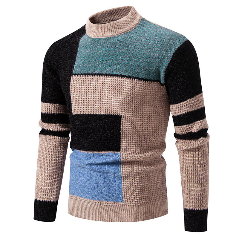 Herren modischer Pullover mit strukturiertem Farbblockdesign R&B