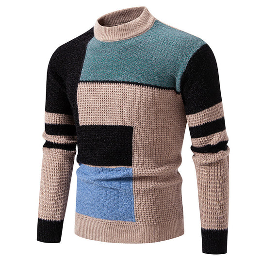 Herren modischer Pullover mit strukturiertem Farbblockdesign R&B