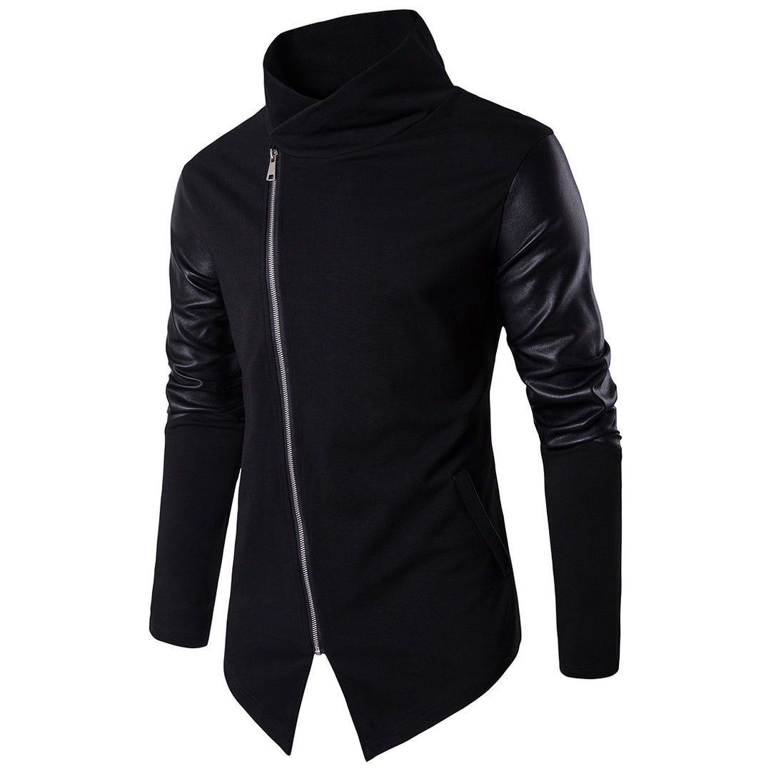 Herren Modische Jacke mit asymmetrischem Reißverschluss und kontrastierenden Ärmeln R&B