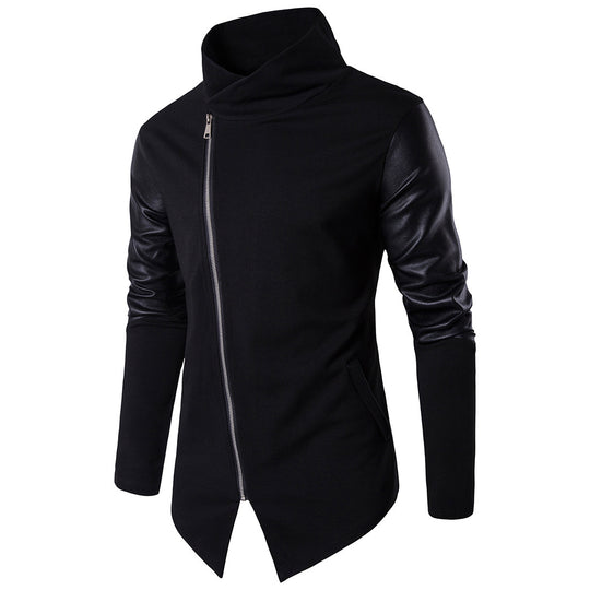 Herren Modische Jacke mit asymmetrischem Reißverschluss und kontrastierenden Ärmeln R&B