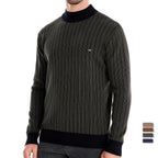 Herren Feinstrickpullover mit Rollkragen und Streifenmuster