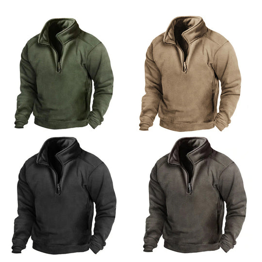 Herren Fleece-Pullover mit hohem Kragen und praktischen Reißverschluss R&B