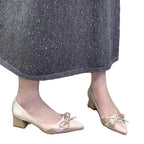 Damen elegante Ballerina-Pumps mit modischem Schleifendesign und stabiler Absatzhöhe R&B