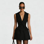 Damen Blazer-Kleid mit doppelter Knopfleiste und schickem V-Ausschnitt R&B
