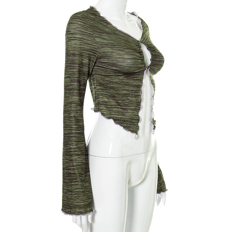 Damen Langarmshirt mit asymmetrischem Ausschnitt und detailverliR&Btem Cut-Out R&B