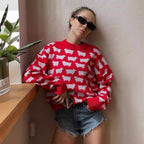 Damen Gemusterter Strickpullover mit Schafmotiven R&B