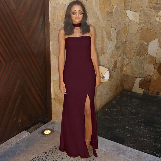 Damen Elegantes, figurbetontes Abendkleid mit asymmetrischem Halterdesign R&B