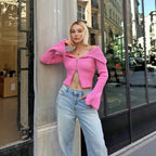 Damen Strickjacke mit weitem Ärmeldesign und Reißverschluss
