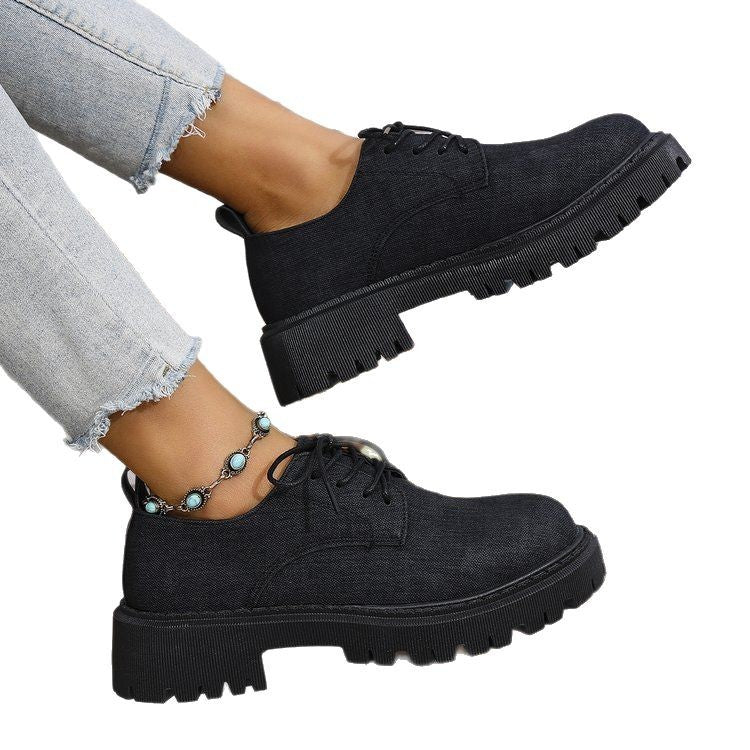 Damen Schnürschuhe mit robustem Profil und urbanem Denim-Look R&B