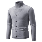 Herren eleganter Rollkragenpullover mit knöpfbaren Frontdetails und feiner Strickstruktur R&B