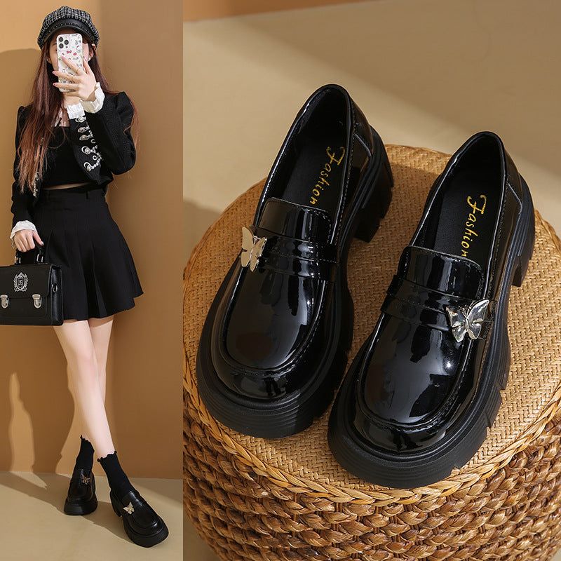 Damen komfortable Loafers mit glänzendem Finish und robuster Sohle R&B