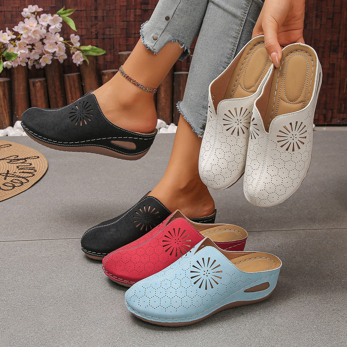 Damen Komfortable Clogs mit eleganter Durchlüftung R&B