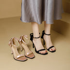 Damen elegante Hochhackige Sandalen mit raffiniertem Schleifenakzent