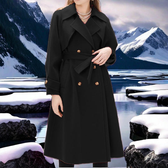 Damen eleganter Trenchcoat mit doppelter Knopfleiste und tailliertem Schnitt R&B