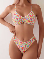 Damen Triangel-Bikini mit floralem Muster und feinen Details R&B