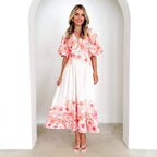 Damen Maxikleid mit voluminösen Ärmeln und floralem Print R&B