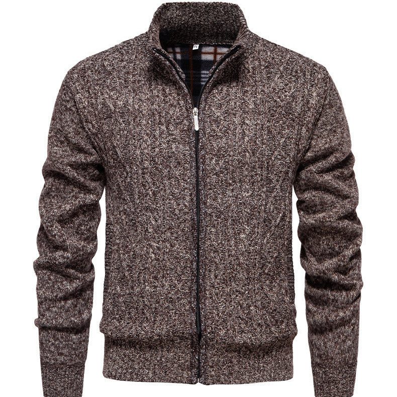 Herren Strickjacke mit hohem Kragen und Reißverschluss R&B