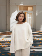 Damen Lässiges Baumwolloberteil mit weitem Schnitt und eleganten Details R&B