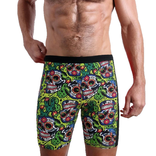 Herren Badeshorts mit kreativem Totenkopf-Design und elastischem Bund R&B