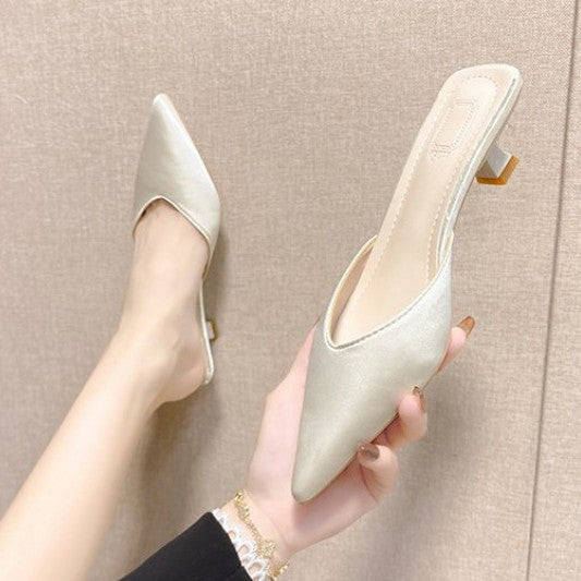 Damen elegante Slingback-Mules mit spitz zulaufender Form R&B