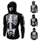 Herren Hoodie mit Skelett-Design und praktischem Gesichtsschutz