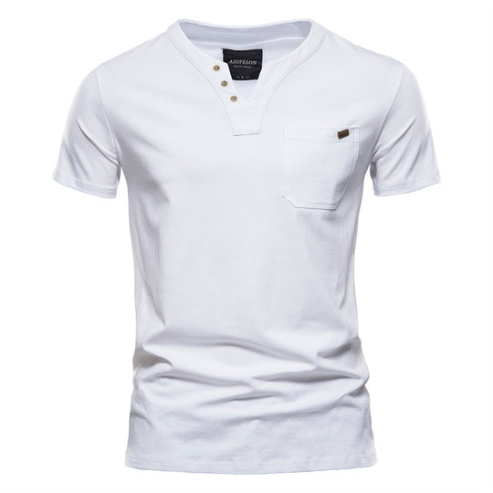 Herren Kurzarm-Shirt mit modernem Henley-Ausschnitt und Brusttasche R&B