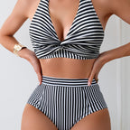 Damen Hochgeschnittener Bikinis mit eleganter Wickeloptik