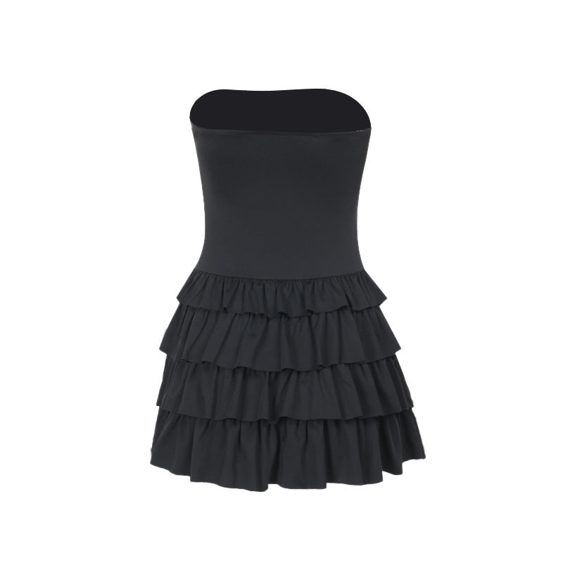 Damen Rüschensommerkleid mit schulterfreiem Design R&B