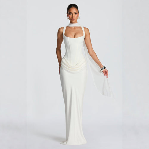 Damen Elegantes Maxikleid mit figurbetonendem Schnitt und raffiniertem Faltenwurf R&B