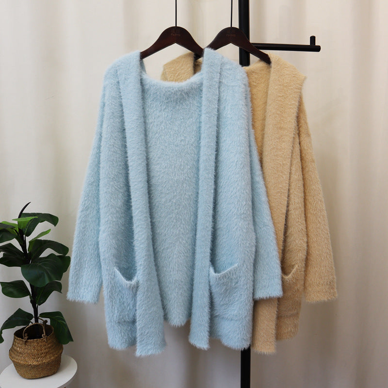 Damen Kuscheliger Cardigan mit langen Ärmeln und praktischen Taschen R&B