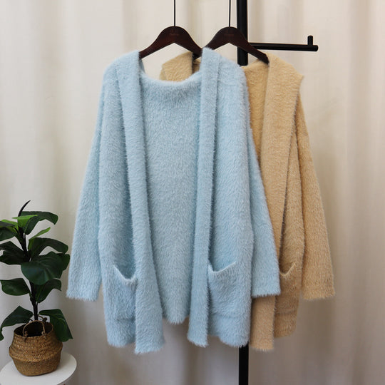 Damen Kuscheliger Cardigan mit langen Ärmeln und praktischen Taschen R&B