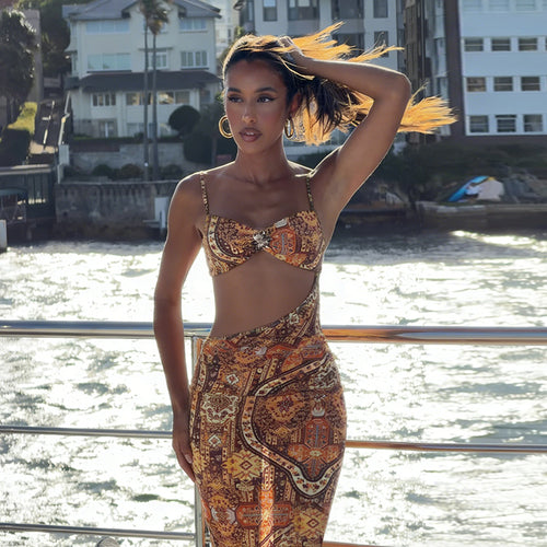 Damen figurbetontes Maxikleid mit asymmetrischem Design und eleganten Steinen R&B