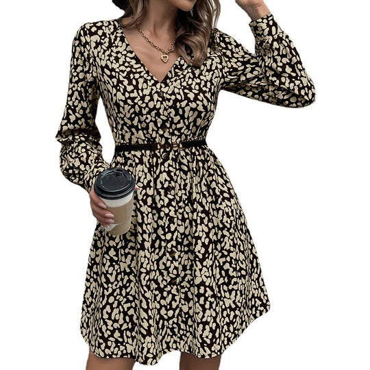 Damen Wickelkleid mit hohem V-Ausschnitt und tailliertem Gürtel R&B