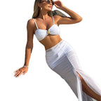 Damen Bikini-Set mit elegantem Wickelrock und dekorativem Ring R&B