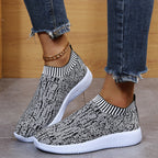 Damen Slip-On Sportschuhe mit atmungsaktiver Strick-Oberfläche und rutschfester Sohle R&B