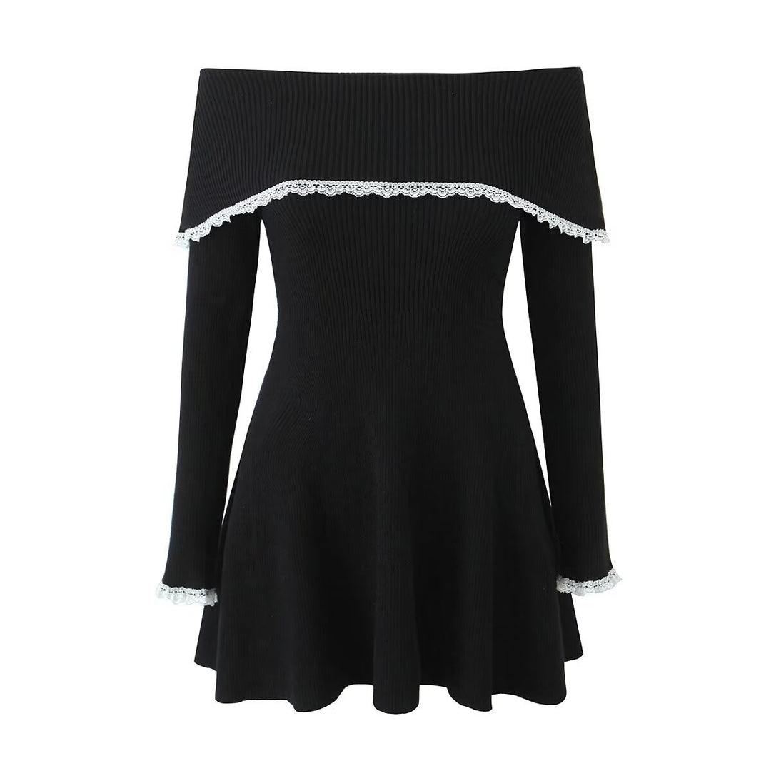 Damen Kleid mit abnehmbarem Spitzenkragen R&B
