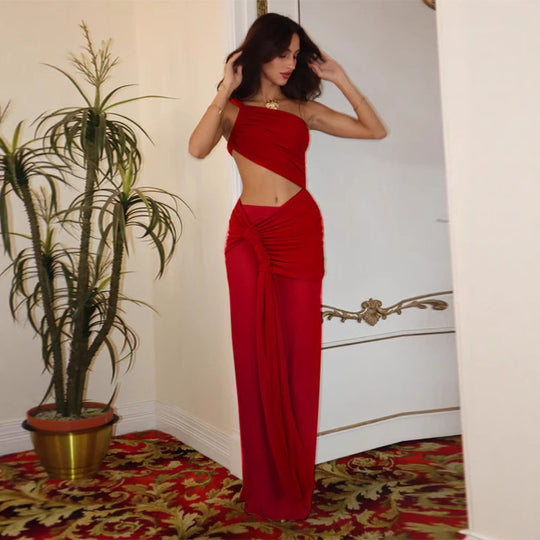 Damen Elegantes Wickelkleid mit asymmetrischem Schnitt und Raffung R&B