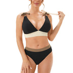 Damen Bikiniset mit elegantem V-Ausschnitt und verstellbaren Trägern
