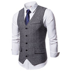 Herren elegante Weste im klassischen Herringbone-Design mit praktischen Taschen R&B
