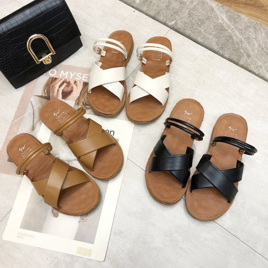 Damen komfortable und stilvolle Riemchensandalen mit geflochtenem Design R&B