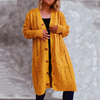 Damen Grobstrickjacke mit Knopfdetails und praktischen Taschen R&B