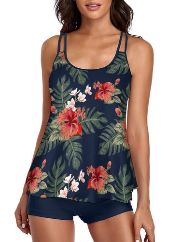 Damen Tankini mit floralen Mustern und verstellbaren Trägern R&B